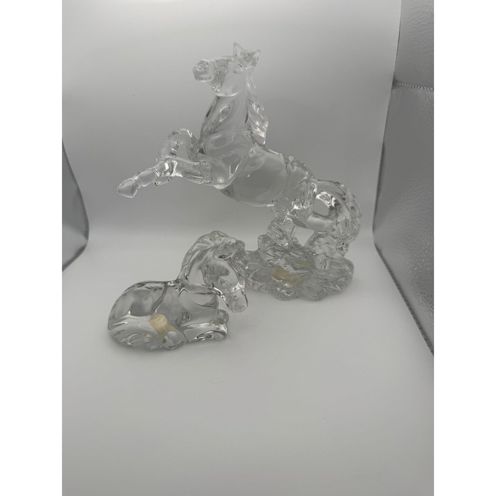 Princess House Crystal Horse Figurines Set Rearing Stallion and Foal Germany
